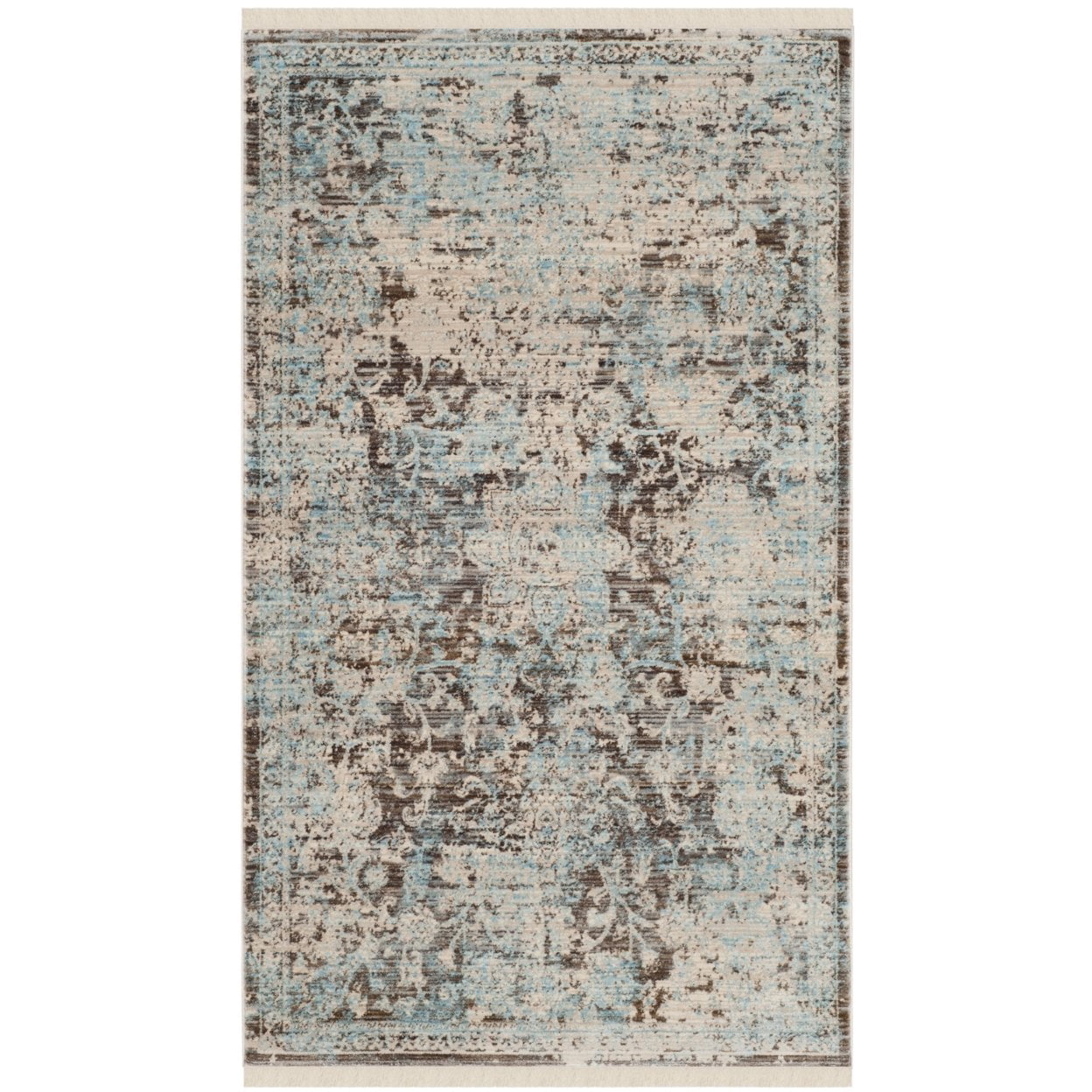 SAFAVIEH Vintage Persian Branislav Floral Bordered Area Rug, Brown/Light Blue, 9' x 11'7"