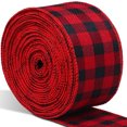 thumbnail image 1 of Advancent Cinta de borde con cable de Navidad, tela de arpillera a cuadros, decoración de ambiente de Navidad, caja de regalo para fiesta de Kits de decoración para fiestas negro rojo 5m, 1 of 6