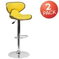thumbnail image 3 of BizChair 2 Pack Contemporary Cozy Mid-Back Yellow Vinyl Adjustable Height Barstool with Chrome Base, 3 of 8