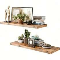 36 Inch Long Floating Shelves For Wall Rustic Brown 12 Inch Deep Floating Shelves Set Of 2 Wall Shelves For Bathroom Over Toilet Live Edge Display Shelf With Invisible Brackets Home Decor