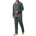 thumbnail image 4 of INSPIRE CHIC Men's 2 Pieces Long Sleeve Button Down Pocket Pattern Pajamas Set M Dark Blue, 4 of 5