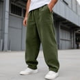 thumbnail image 2 of NIEWTR Men's Casual Pants Solid Color Corduroy Elastic Waist Pull Rope Loose Straight Casual Pants Fall Winter Active Athletic Workout Pants for Men, 2 of 4