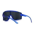 thumbnail image 4 of Mens Exposed Lens Oversize Shield Sport Plastic Sunglasses Blue, 4 of 4