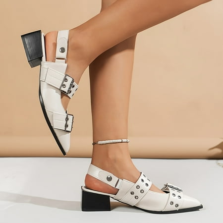 

Women s Solid Color Flats Buckle Decor Lightweight Slip On Casual Shoes Versatile Soft Sole Ballets