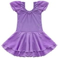 thumbnail image 3 of Doomiva Girls Short Ruffle Sleeves Ballet Dance Tutu Dress Gymnastics Leotard Ballerina Costume Purple L, 3 of 7