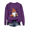 thumbnail image 2 of Womens Halloween Sweatshirt, Oversized Fall Fashion Aesthetic Bat Print Crewneck, Comfy Lounge & Party Outfit, 2 of 4