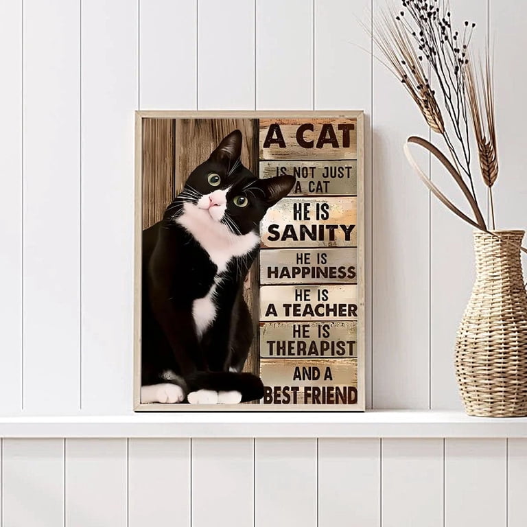 BYGFHLYW Diamond Painting Kit, Tuxedo Cat Quote photo 6