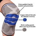thumbnail image 4 of Copper D Knee Compression Knee Sleeve Brace - Bamboo Rayon - S/M - Grey/Blue - 2 Pack, 4 of 5