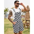 thumbnail image 4 of Mono con babero, a cuadros, para hombre, pantalones cortos, color negro, 4 of 7