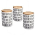 thumbnail image 1 of ITY International - Set of 3 Airtight Ceramic Storage Jars with Bamboo Lid, Size Large, White and Black, 1 of 5