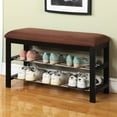 thumbnail image 2 of Roundhill Furniture Wood Shoe Bench in Dark Espresso, 2 of 3