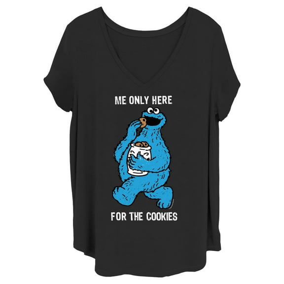 Women's Sesame Street Me Only Here for the Cookies  Graphic T-Shirt