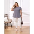 thumbnail image 2 of DARING DIVA Women's Plus Striped Raglan Sleeve Crew Neck T-Shirts Blouses 1X Purple, 2 of 6