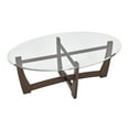 thumbnail image 7 of Hassch Modern Farmhouse Oval Coffee Table, 48" Tempered Glass Top with Solid Wood Base, Accent Center Table for Living Room, Cherry Finish, 7 of 7