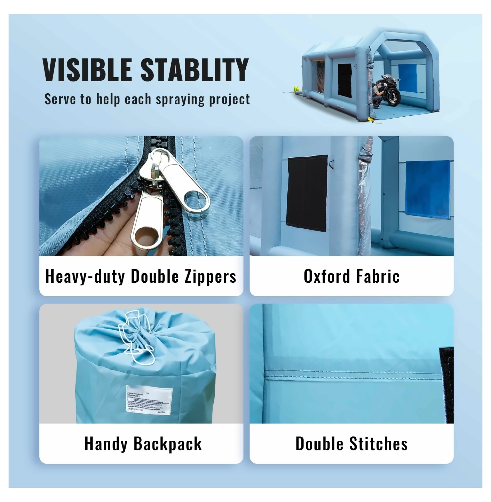 Inflatable Paint Booth 20x10x8ft, Car Spray Booth Tent with Blowers