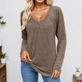 thumbnail image 2 of Arlun,Women's Plus Size Plain T Shirts Casual V Neck Soft Comfy Simple Tshirts Womens Lightweight Breathable Relaxed Fit Basic Tops Fall 2025 Coffee L, 2 of 4