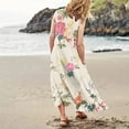 thumbnail image 6 of Ovticza Cute Summer Dresses for Women Trendy Boho Flowy Maternity Maxi Dresses Floral Tank Long Sundresses Sleeveless Cotton Linen Sundresses Over 50 with Pockets Beige 2XL, 6 of 7