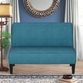 thumbnail image 5 of Andeworld Linen Loveseat Sofa Couch Upholstered Small Loveseat for Bedroom Armless Living Room Chairs Cushioned 2-Seater Settee loveseat (Blue), 5 of 7