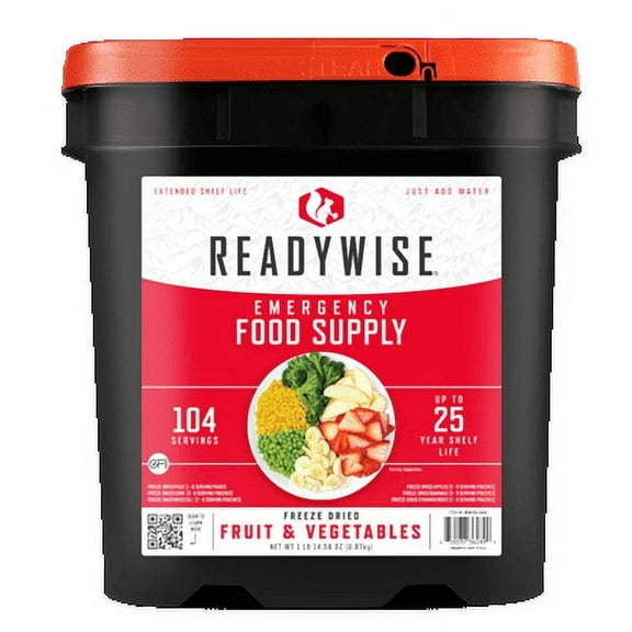 ReadyWise Freeze Dried Fruit & Vegetable Bulk Storage, 104 Servings, Long Term Food for Emergency Preparedness, 25-Year