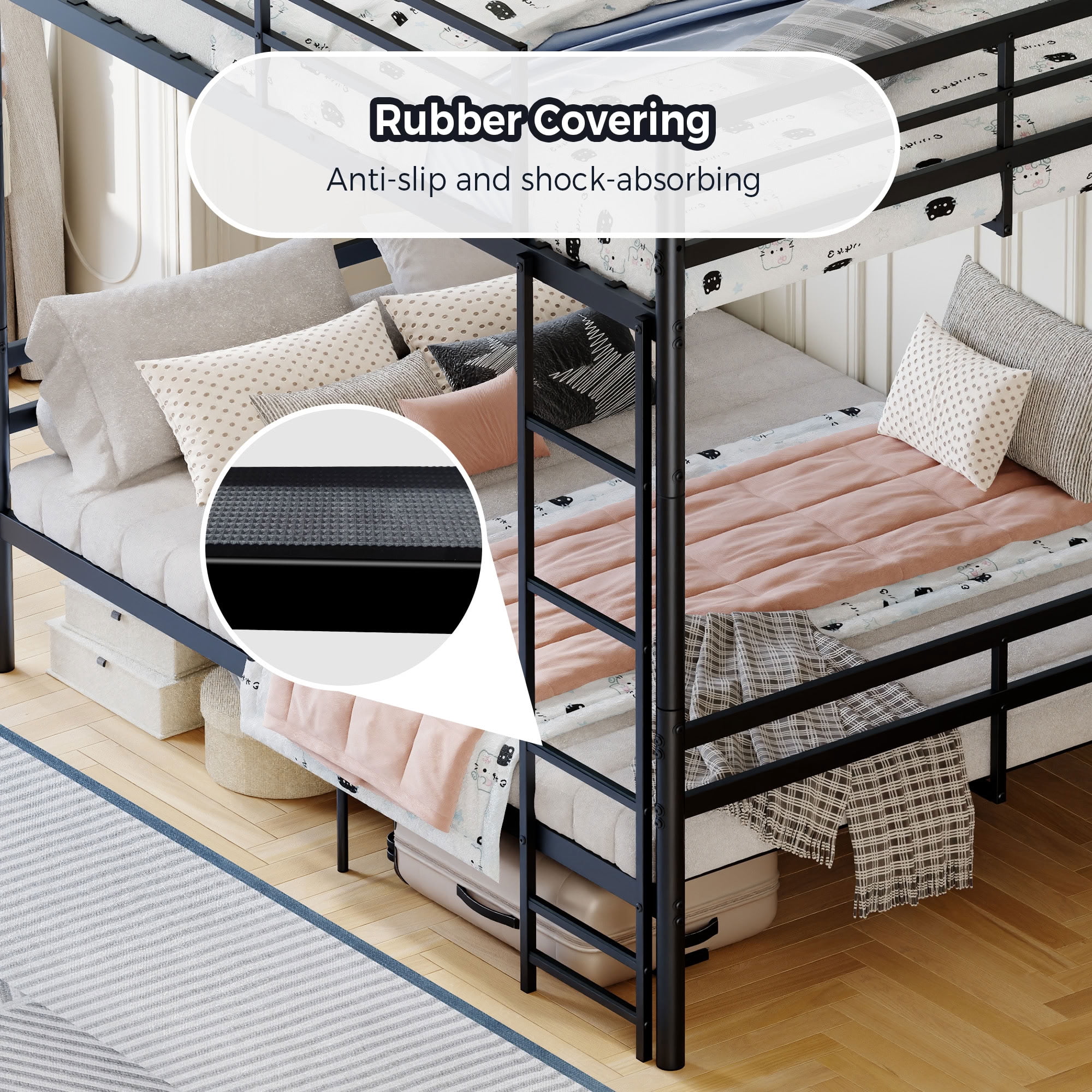 MAYEERTY Full Over Full Metal Bunk Bed for Kids Teens Adults, Heavy Duty 990 lbs Capacity, Separable into Two Full Size Beds, No Box Spring Needed