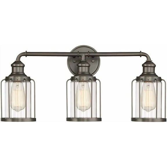 DESIGNERS FOUNTAIN Anson 3-Light Industrial Bathroom Vanity Light Fixture, Satin Copper Bronze, 91303-SCB