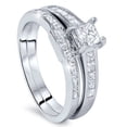 thumbnail image 1 of Princess Cut Diamond Engagement Ring Wedding Ring Set 1ct 14K White Gold, 1 of 3