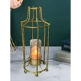 thumbnail image 3 of Gold Metal Frame and Glass Candle Holder Lantern, 3 of 6