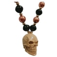 thumbnail image 4 of Black Orange Skull Pirate Halloween Mardi Gras Beads Party Favor Necklace, 4 of 5
