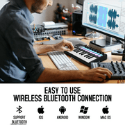 M-WAVE MIDI Keyboard Controller - USB Bluetooth - 25 Key, 16 Pads, Knobs, DAW Compatible