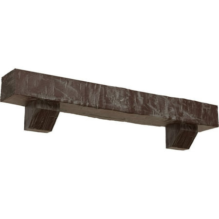 

Ekena Millwork 4 H x 8 D x 48 W Hand Hewn Faux Wood Fireplace Mantel Kit w/ Ashford Corbels Aged Pecan