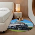 thumbnail image 2 of Watercolor Trains Round Area Rug 3.3Ft Washable Circle Rugs for Dining Room Table, Modern Nature Landscape Blue Green Non-Slip Carpet Floor Mats Indoor Outdoor Carpet Runner Aesthetic Home Decor, 2 of 8