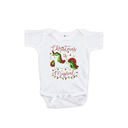 

7 ate 9 Apparel Girl s Christmas Unicorn Onepiece White