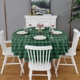 thumbnail image 2 of Green Black Checkerboard Checkered Pattern Round Tablecloth 60"x60",Wrinkle Wipeable Table Cloth for Kitchen Dining Room Picnic Patio Party, 2 of 6