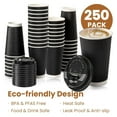 thumbnail image 4 of 250 Pack 16 oz Black Disposable Coffee Cups with Lids & Stirrers, Corrugated Triple Wall To Go Hot Cups, Insulated Paper Coffee Cups for Hot Beverages, Travel, Home, Office (Black Lids), 4 of 7