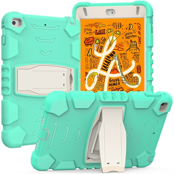 iPad mini 5th Generation (2019) 7.9-inch Case,Dteck Shockproof Rubber 3-layer Protection Armor Hybrid Kickstand Protector for iPad mini 4 (2015),Mintgreen