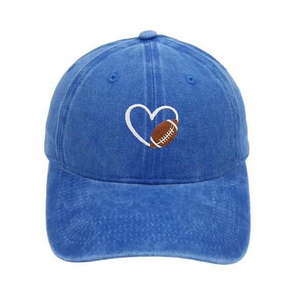 ibiyuan Baseball Hats for Men Hats for Men Unisex Washed Baseball Cap Featuring Embroidered Heart Football Design Adjustable Sports Sun Hat For Outdoor Activities