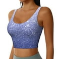 thumbnail image 2 of Daiia Glittering Blue Purple Printed Women's Sports Bra, Breathable Activewear Bra with U-Back Design and Removable Pads, Comfortable and Supportive for Yoga, Workout-Medium, 2 of 8
