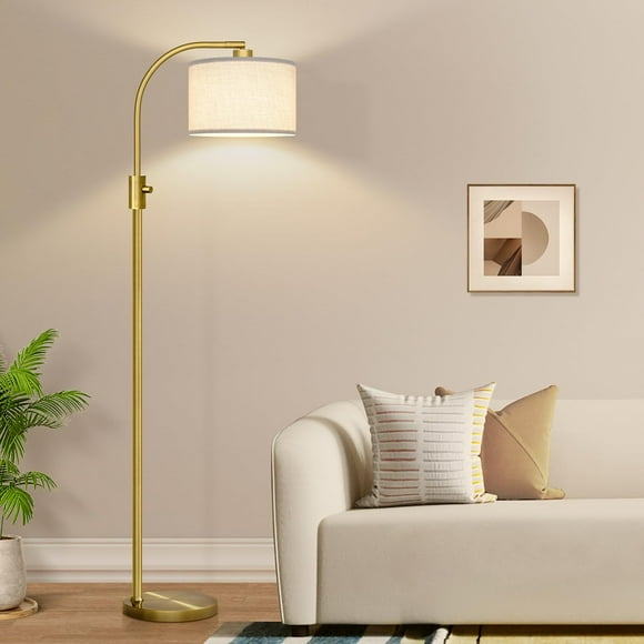 Nintiue Upgraded Modern Arc Dimmable Tall Standing Floor Lamp with Linen Shade, 1200 Lumens LED Bulb Included, for Living & Readi