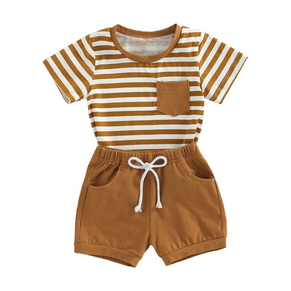 EnJoCho Toddler Boy Clothe 4t Toddler Boy Striped Casual Short Sleeved Suit Children Casual Sports Wear Clothing Sets 3-6 Months