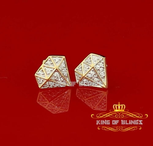 Cubic Zirconia 925 Yellow Sterling Silver Women's & Men's Hip Hop Stud Earrings