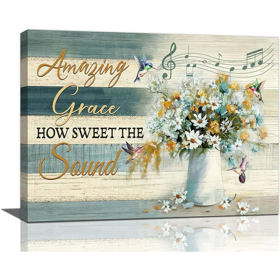 Daisy Hummingbirds Bathroom Wall Art Floral Pictures Flower Bathroom Wall Decor Motivational Quotes Canvas Prints Painting Framed Artwork for Bathroom Kitchen Bedroom 16"x12"