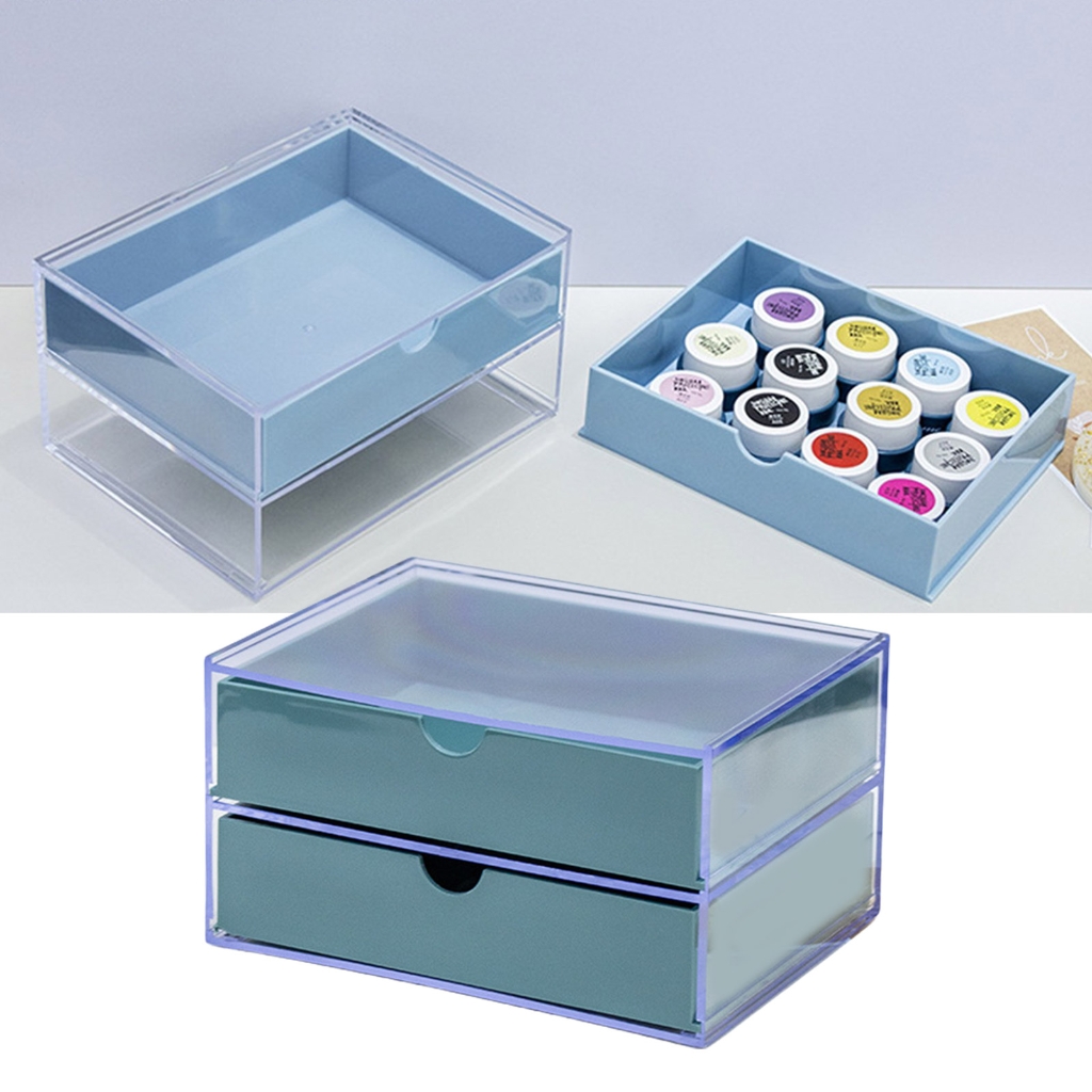 Double Layer Manicure Tool Box,Nail Pen Box Storage Case for Organizing,Plastic Nail Tool Box for Manicure Pedicure Kit