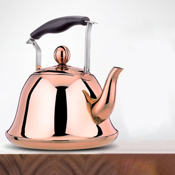BESTYASH Golden Stainless Steel Whistling Teakettle for Home Use with HeatInsulated Handle 2.5 Quart