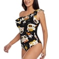 thumbnail image 3 of Picia Flower Fox Pattern Women's One Piece Swimsuits,One Shoulder Swimwear Asymmetric ,Ruffle Monokinis Bathing Suits,High Waisted Flattering Bathing Suits-Medium, 3 of 8