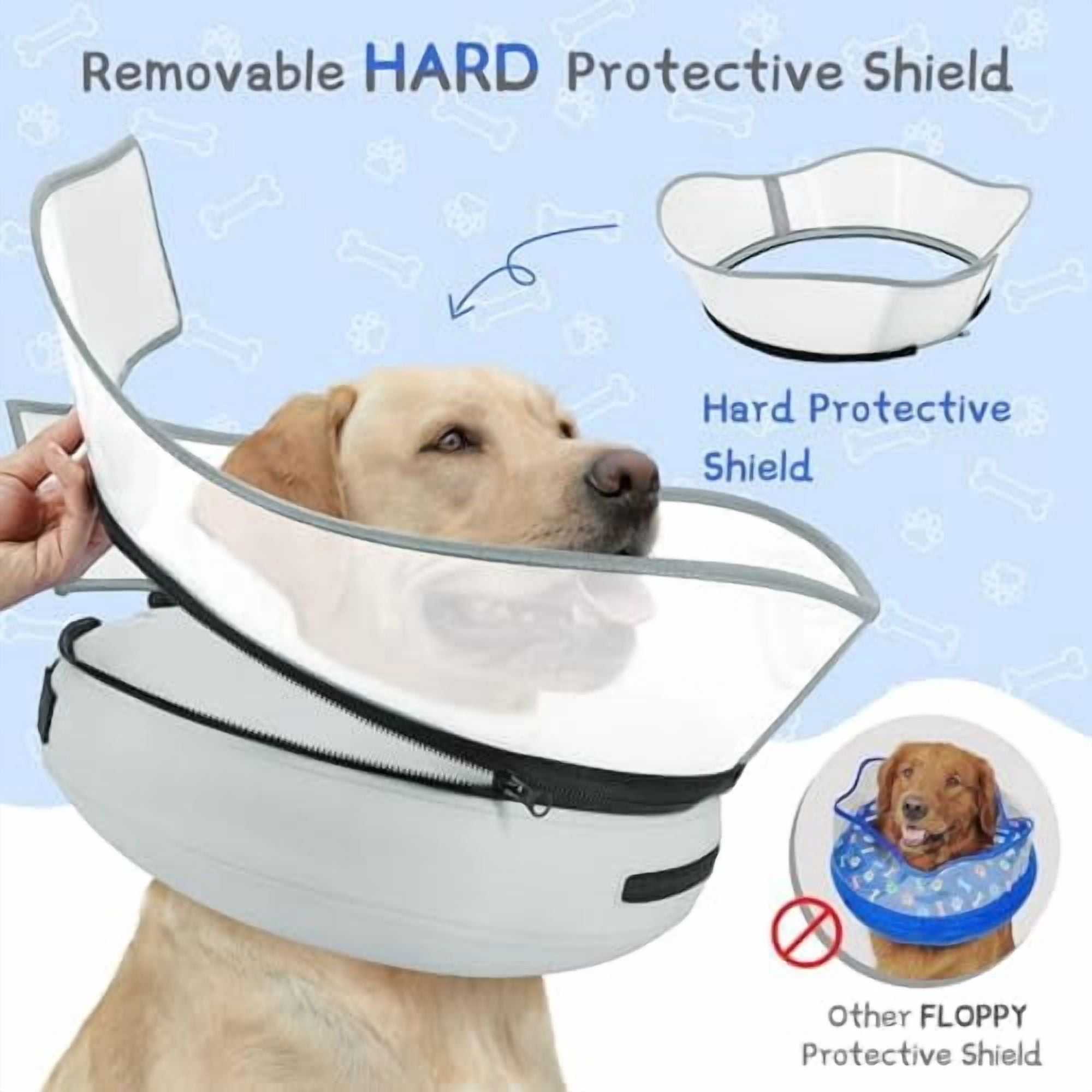 Raised Inflatable Dog Cone Collar to Stop Licking, Soft Dog Cone Alternative After Surgery, Pet Neck Donut Collar for Small Medium Large Dogs Solid Grey,XXL(Neck 18.5"-23.5")