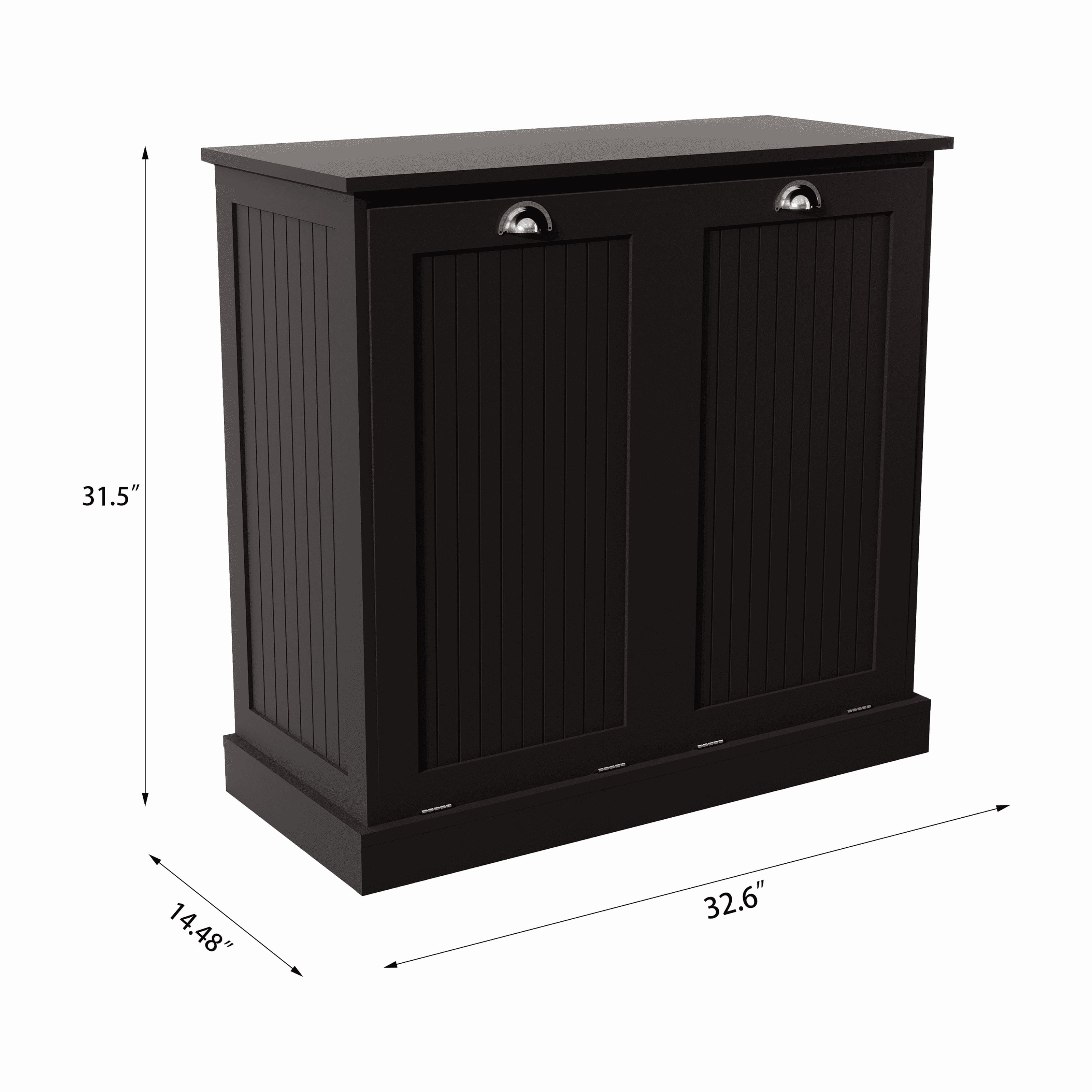 Aukfa Double Tilt Out Laundry Hamper Cabinet,Bathroom Laundry Cabinet with Basket,Black
