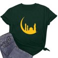 thumbnail image 6 of Penkiiy Happy Ramadan Tops Blouse for Women Women's Graphic Tees Moon Print Short Sleeve Round Neck T Shirts Tops XL Green, 6 of 6