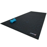 RevTime Rubber Treadmill Mat 6.5'x3', Black with Blue Flecks