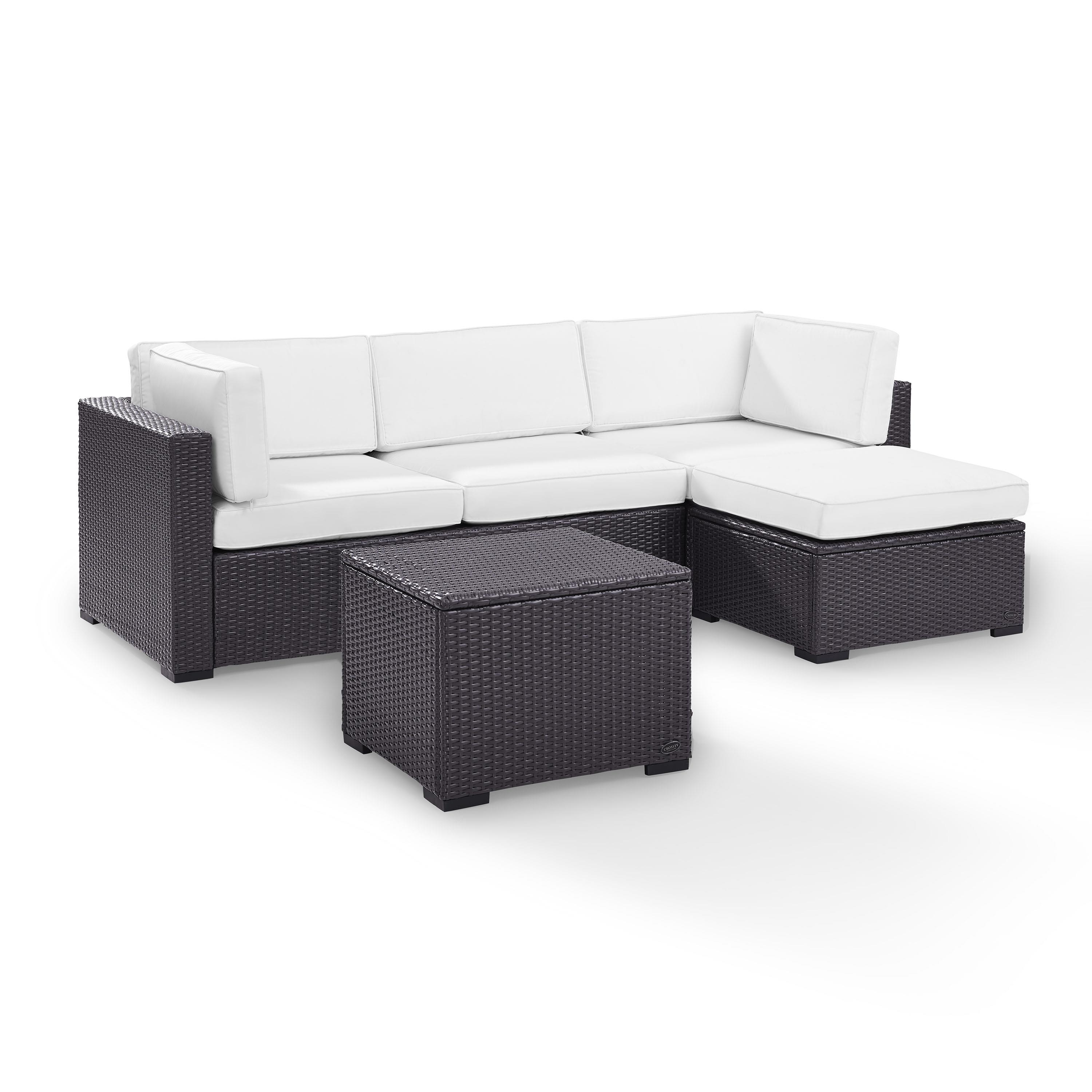 Crosley Furniture Biscayne 4 Piece Metal Patio Sectional Set in Brown/White - image 2 of 4