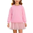 thumbnail image 5 of QSAWXQZ Girls Tulle Dress Long Sleeve Crew Neck Solid Sweatshirt Mini Dress 9-10 Years, 5 of 7